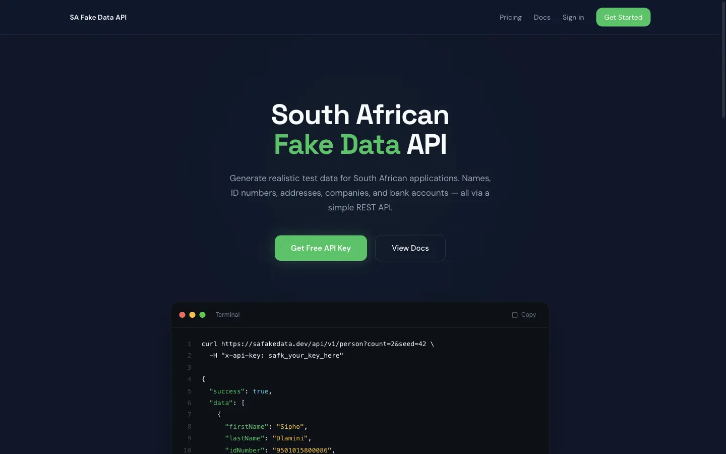 SA Fake Data cover